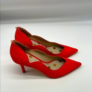 Boden - Red Orange Wave Design Pointed Toe Suede Lightweight Heels Size 37.5